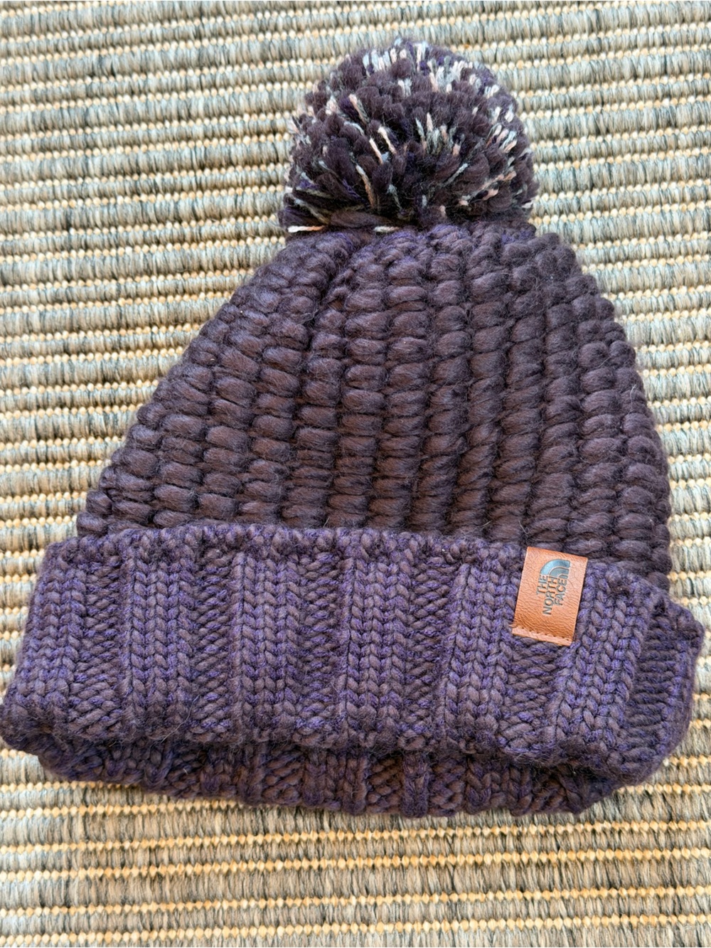 The North Face Purple Knit Pom Beanie